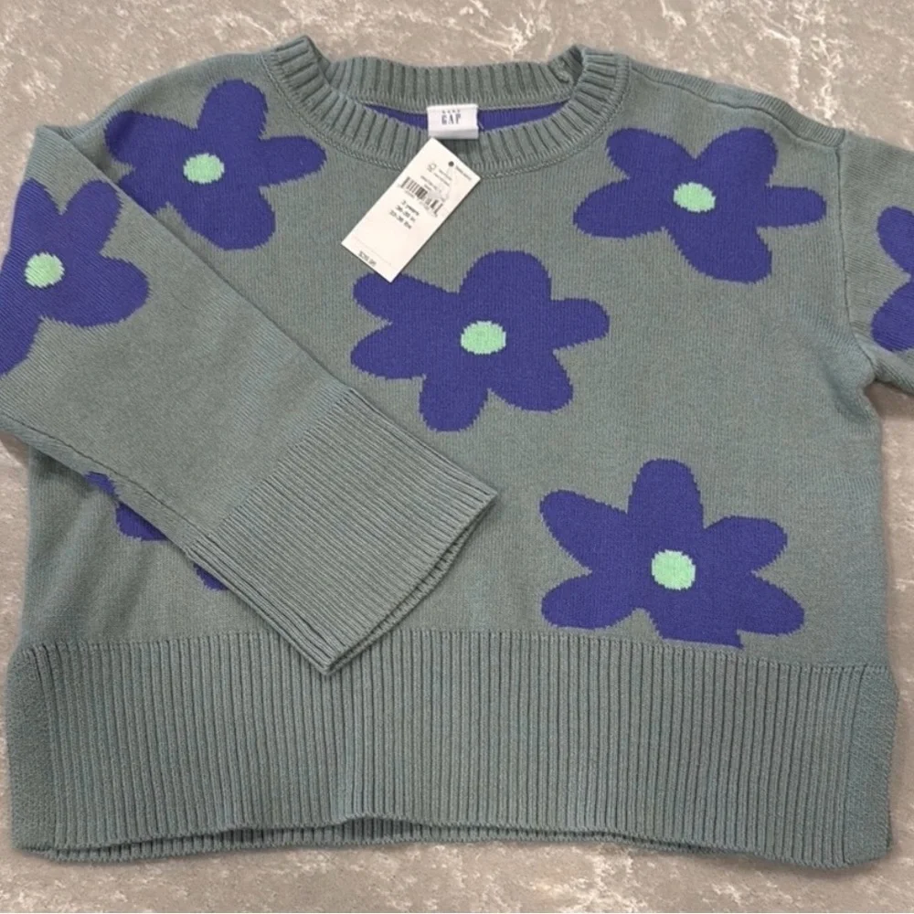 Baby GAP Floral Sweater | Size 3T | NWT Purple Flower Knit Pullover